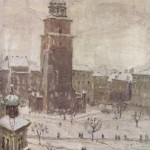 Rynek krakowski z widoczną wieżą Ratusza